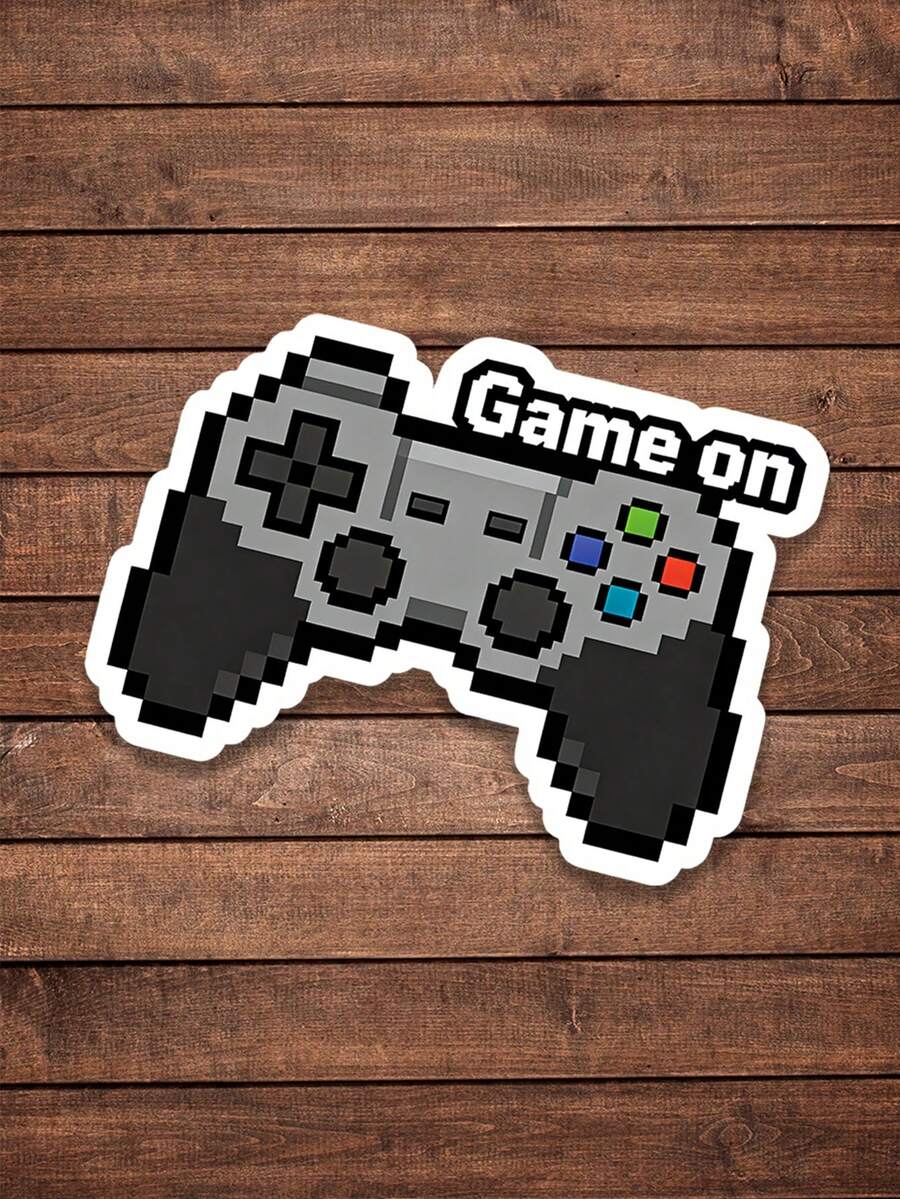 1pc GAME ON Stickers – Fun Decals For Game Consoles, Laptops, Water Bottles, And Notebooks To Personalize Your Everyday Essentials! - Black - View 1