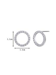 BLOVEMEE 2 pezzi Eleganti orecchini in argento sterling 925 con cerchio in moissanite da 1,3 mm, adatti per uso quotidiano, feste, vacanze, San Valentino, Festa della Mamma, compleanni, anniversari di matrimonio, regalo di gioielleria per le donne - Argento - Visualizzare 3