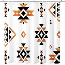 Western Shower Curtain Vintage Shower Curtain Abstract Farmhouse Boho G... - White - View 7