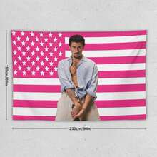 1PC Singer Bad Music Bunny Printed American Flag Decorative Tapestry, Patriotic Star Spangled Banner Design, Album Tapestry, Suitable For Horizontal Wall Hanging In Bedrooms, Dormitories, And Living Rooms, Easy To Hang, Perfect Valentine's Day Gift - 1PC - Xem 12