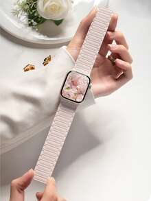 1条粉色磁性硅胶表带，兼容 44mm、45mm、49mm、46mm、42mm、41mm、40mm、38mm，男女通用，适用于Series 11、10、9、8、7、6、5、4、3、SE 2。 - 粉紅色 - 查看 3