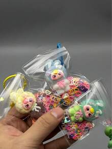 1pc Classic 3-Year-Old Rabbit Plush Doll Series PVC Decoration, Featuring Exquisite Floral Keychain And Glitter Transparent Protective Bag, Lightweight And Portable, Ideal As New Year, Thanksgiving, Christmas, And Other Holiday Limited Edition Gifts, Party Favors, And Family Gathering Presents - Multicolor - View 8