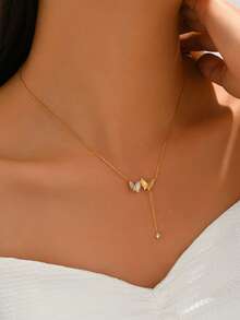 1件时尚蝴蝶锆石吊坠项链，精致流苏设计锁骨链饰品，适合女士宴会、派对、节日和日常佩戴 - 項鍊 - 查看 2