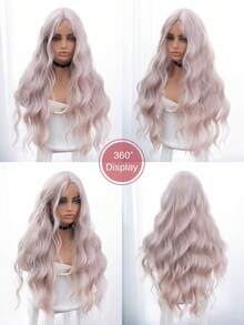 Encaje para la frente 4 * 1, peluca rizada con encaje para la frente, peluca rizada rosa, 30 pies de largo, peluca natural y realista para uso diario. - Rosa - Ver 6