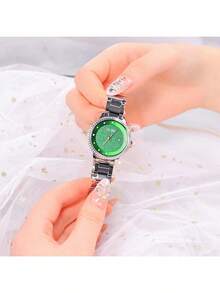 Seiko 精工 ALBA 闪亮绿色表盘水晶表圈不锈钢石英女表优雅正装表情人节礼物 AH7W27X1 - AH7W27X1 - 查看 6