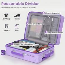 20 Inch Carry On Suitcase, Lightweight PC Hard Shell Travel Luggage Cabin Suitcase With Wheels & TSA Lock Overhead - 20 inch - View 4