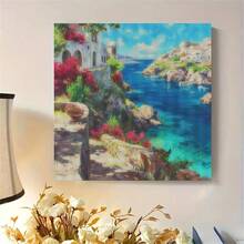 1件套全圆钻石画套装，海岸礁石风景十字绣，成人手工装饰家居用品，40x40厘米，无框 - 彩色 - 查看 4