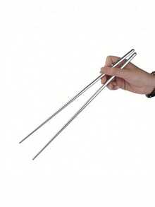 加长不锈钢筷子 可重复使用 日式寿司筷 韩式火锅筷 面条筷 煎炸餐具 中式筷子 - 銀色 - 查看 4