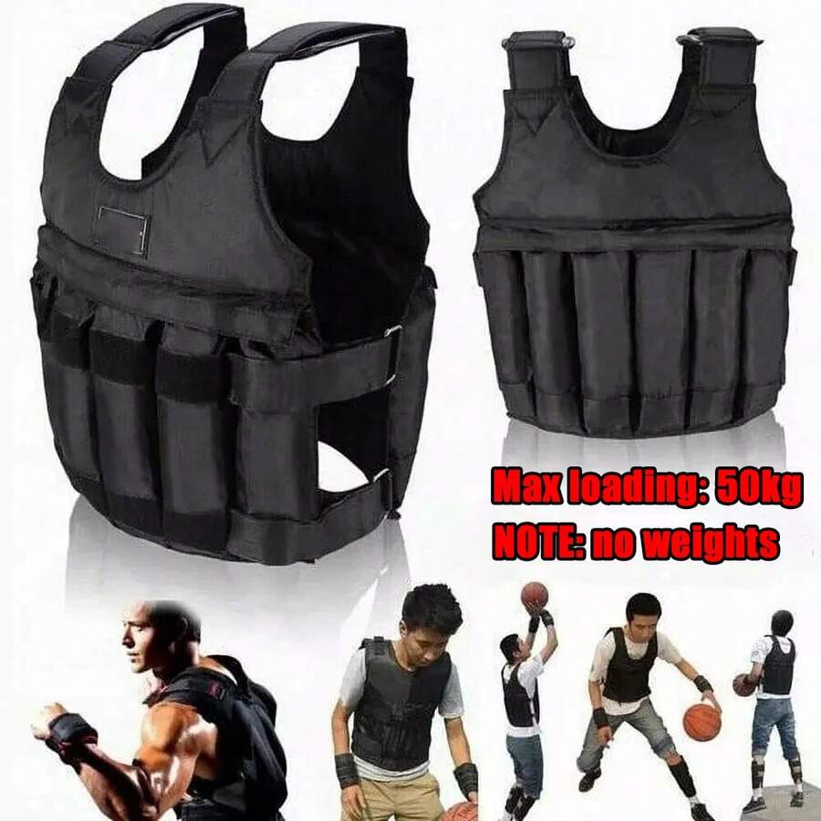 Exercise Weighted Vest Fitness Training Workout Sport 110lbs Weighted Adjustable - màu đen - Xem 1