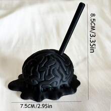 1个3D打印大脑造型首饰收纳架，独特首饰戒指架，暗黑风格戒指展示架，别致设计首饰架，节日礼物，派对礼品，送给她的礼物 - 黑色 - 查看 6