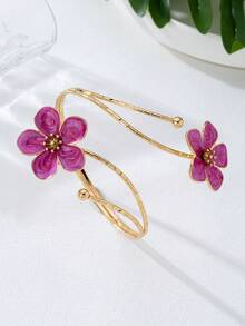 1pc Irregular Shaped Floral Arm Cuff For Women, Stylish Accessory For Summer Parties, Weddings, Vacations, Back To School, New Year Gifts For Friends And Family - White - View 15