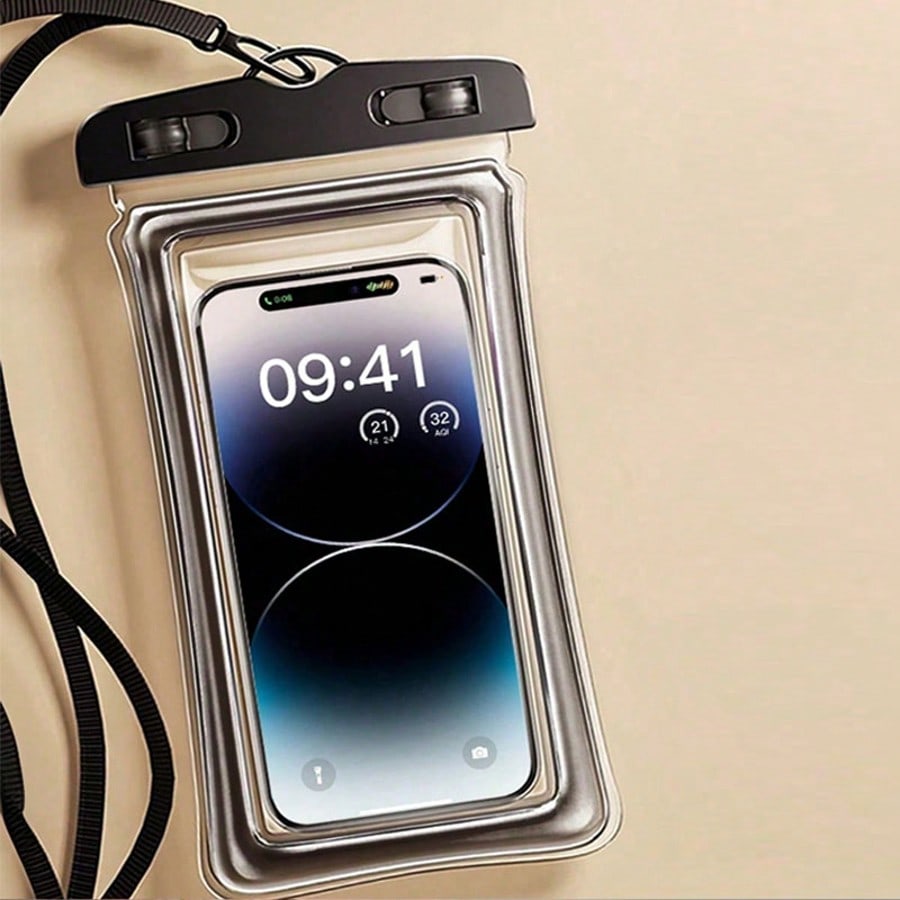 Pieza Bolsa impermeable de PVC para teléfono con cordón, funda impermeable para teléfono para actividades al aire libre, playa, natación, esnórqu