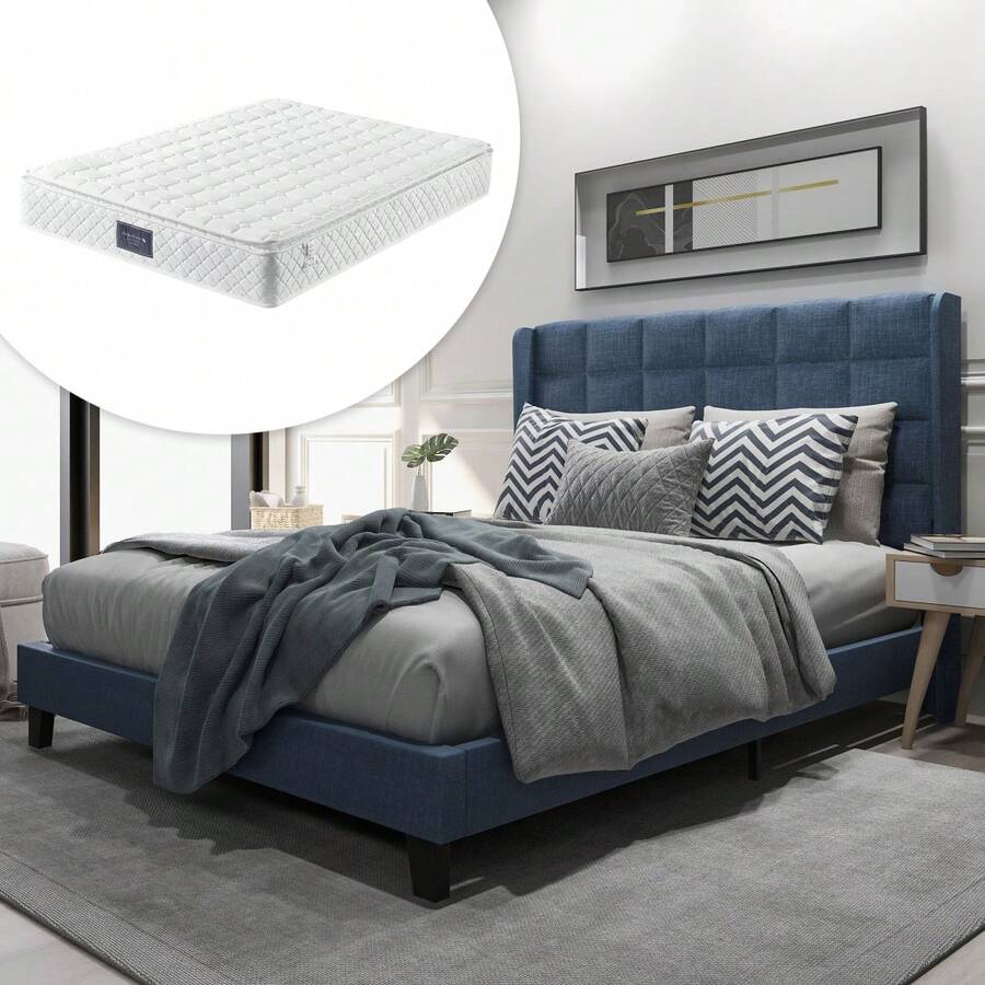 Bed Bases & Foundations - Blue + Linen - View 1