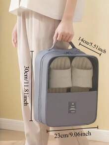 1pc Travel-Friendly Shoe Storage Bag, Large Capacity Fits 3 Pairs, Made Of Durable, Dust-Proof, Breathable Material With Ergonomic Handle, Available In Grey And Black - Multicolor - View 4
