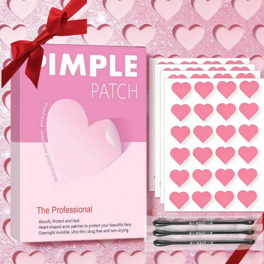 24/120片装心形祛痘贴，温和不刺激，遮盖瑕疵和痘痘，完美遮瑕，适合所有肤质 - 愛心 - 查看 1