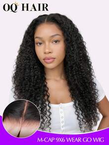 OQ Hair M-Cap 蓬松卷曲预剪9x6透明蕾丝漂白发结免胶假发，200%密度，18-28英寸真人发，细小发结，预拔发际线，无需胶水，自然色，适合新手，外观自然，日常佩戴，办公场合，派对造型，Y2K酷炫风，度假装扮，户外角色扮演，校园，学校假期，派对，节日，情人节礼物，女士之选 - SNatural - 查看 1