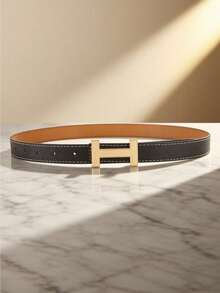 1.4 Cm Wide New Women's Belt With Korean Simple Design And Gold "H" Shaped Cross Buckle - Multicolor - View 14