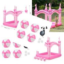 Teamson Giant Inflatable Pink Castle Wading Pool And Sprinkler For Beach Balls Included - As Pic - View 1