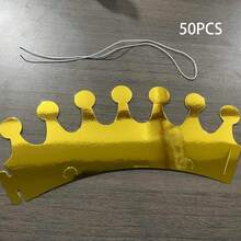 10pcs/50pcs Gold Foil Crown Birthday Hats, Party Celebration Children Gold & Silver Small Caps, Suitable For Birthday, Festival Parties - Multicolor - View 7