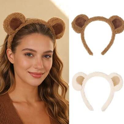 1pc Adult Women's Brown Bear & Squirrel Ear Headband, Soft Plush Animal Ear Headband, Suitable For Masquerade, Party, Cosplay