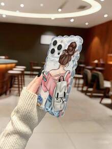 Braided Wave Edge Minimalist High-End TPU Travel Girl Painted Anti-Drop Phone Case Compatible With IPhone 17pro/17Air /17/17promax 16/11/16pro/16plus/16promax/16e/15Promax/13/14/12/XS/XR/7G/8PXR /7/8, Painted Suitable For IPhone 15Promax, Apple 13, 14, 11 Soft Case, P12 Anti-Drop X, Braided Wave Edge 12/14 Painted TPU Anti-Drop Soft Case - Multicolor - View 4