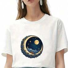 1张/2张/3张装 耐用持久的热转印贴纸，星空月亮图案，可用于T恤、卫衣、牛仔裤、连帽衫、背包、夹克、手提包、枕头等DIY装饰。 - L - 查看 6