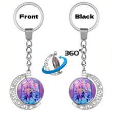 K-POP  Stainless Steel Keychain - Cute Cartoon Moon Design, Durable Iron Alloy Material, Suitable For Holidays And Reward Gifts - Multicolor - View 13