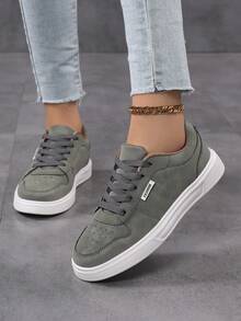 Women's Autumn/Winter Sneakers, Breathable Casual Fashion Lightweight Skateboard Shoes, Flat Skateboard Shoes - Green - View 3