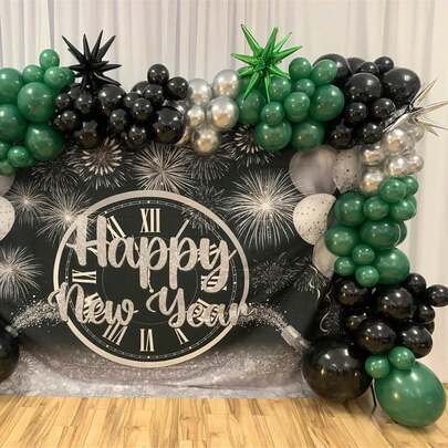 36pcs 10-Inch Deep Green, Black, Silver, Colorful Paper Confetti Balloons, Suitable For Football Video Game Party, Men, Football, Military, Graduation And Other Occasions
