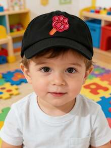 1顶随机儿童棒球帽，可爱冰淇淋造型棒球帽，冰淇淋图案棒球帽，男女通用，刺绣冰淇淋图案棒球帽，卡通刺绣绳结帽，兔子和狐狸帽子，卡通粉丝礼物，周年纪念情人节礼物，夏季沙滩必备儿童配饰 - 彩色 - 查看 3