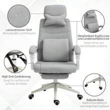 Office Chair, Gaming Chair, Rolling Chair, Ergonomic, Polyester, Foam, Multi-Layer Panel, 62 X 68 X 117-127 Cm - Light Grey - View 6