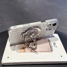 3D Matte Silver Flat Light Column Rotating Spinner Phone Case Suitable For IPhone 17/16/15/14/13/12/11/Plus/Pro Max, Vertical Suitcase Shockproof Phone Protective Cover - Silver - View 4