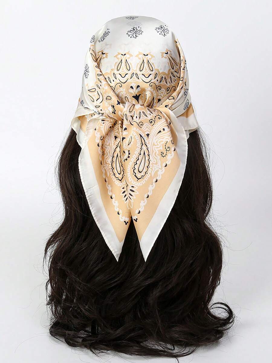 1件新款佩斯利花纹印花女士头巾/发带 - 黃色 - 查看 1