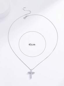ELSEDES 1 pièce Collier pendentif en forme de croix en argent sterling S925 fait main avec des pierres précieuses scintillantes, bijou de qualité convenant pour le port quotidien des femmes - Argent - Voir 6