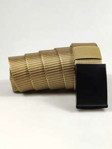 简约黑色尼龙腰带，耐用自动扣工装风格腰带 - 彩色 - 查看 10