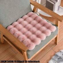 1件装柔软毛绒防滑坐垫，纯色蓬松仿毛皮方形椅垫，超柔软地毯地垫，易于清洁和收纳，多用途，适用于客厅、卧室、宿舍、办公椅、家用沙发、家居装饰地毯、卧室装饰地毯 - 白色 - 查看 14