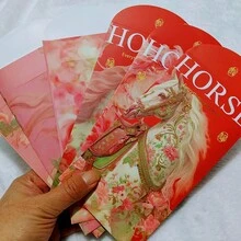 3个/6个原创花卉骏马图案中国新年红包（薄款），2026马年红包，浪漫节日来箫，生日红包，感恩节红包，情人节礼物红包，适用于票券、电影票、机票夹，墙面装饰，橱窗贴纸，糖果包装装饰 - 彩色 - 查看 7