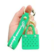 Cute Beach Hole Keychain Portable Simple Mini Car Key Chain Soft Silicone Fashion Seaside Big Basket Hanging Ornaments Bag PZPW - 粉色 - 查看 5