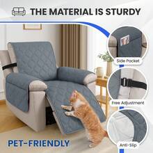 YSTYLE 1-Seater Reclining Relaxing Armchair Cover, 100% Waterproof Armchair Cover, Elasticated Armchair Cover, Reclining Sofa Cover - Dark Grey - View 6