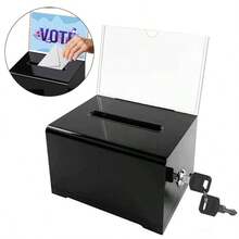 Secure Black Acrylic Donation Box For Events Portable With Lock And Sign Holder - Black - View 9