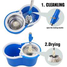 Mop And Bucket Set, 360° Spin Mop And Bucket With Wringer Set And 6 Microfiber Mop Refills, Stainless Steel 61" Extended Handle Spinning Mop Bucket System For Floor Cleaning (2 Sets) - A - 查看 4