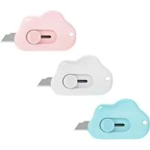 1 pieza Cuchillo/Cortador de cajas/Abridor de sobres/Cortador de sobres con forma de nube mini, Cortador de papel portátil con forma de nube y orificio para llavero - forma de nube - Ver 7