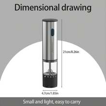 Feizsmile Rechargeable Pepper & Salt Grinder, Automatic Pepper Mill, Spice Grinder, USB Rechargeable, Adjustable Coarseness, One-Handed Operation, Ceramic Grinding, Refillable, Stainless Steel Housing, Suitable For Black Pepper, White Pepper, Sea Salt, Chili Pepper, Sesame, Cumin And Other Spices - Multicolor - View 9