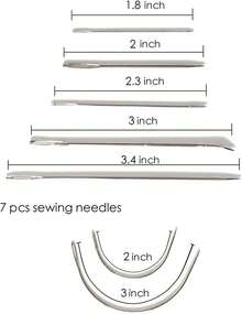 Fdit 12 Herramientas para Manualidades de Cuero, Juego de Agujas de Coser de Cuero, Cordón de Hilo Encerado, Dedal de Punzón para Tapicería, Abrigos, Tiendas de Campaña, Pieles y - 1 - Ver 7