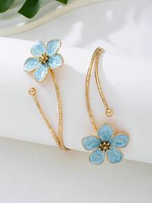 1pc Irregular Shaped Floral Arm Cuff For Women, Stylish Accessory For Summer Parties, Weddings, Vacations, Back To School, New Year Gifts For Friends And Family - White - View 7