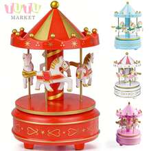 Caja De MúSica CláSica Accionada A Mano, Regalo De CumpleañOs Creativo Y RomáNtico Para Parejas, Elegante DecoracióN De Escritorio, Caja De MúSica De Carrusel Giratorio A Cuerda, Ornamento Musical Con TemáTica De Caballos Blanco-Rosa-Rojo-Azul, Caja De MúSica Decorativa Para DecoracióN De PasteleríA Y Ocasiones De Regalo, Caja De MúSica Giratoria - rojo - Ver 12