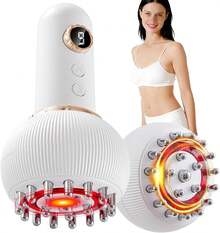 Masajeador de Drenaje Linfático y Herramienta de Masaje Anticelulitis, Ayuda a Reducir Estirés y Celulitis, para Piernas, Brazos y Abdomen, Máquina de Modelado Corporal con Microcorriente, Luz, Calor y Vibración - Blanco - Ver 10