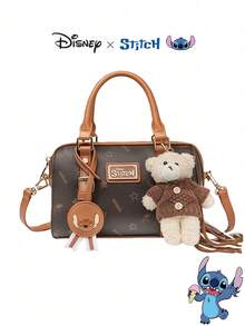Official Authorized Stitch Collaboration Charm & Stitch Printed Boston Bag - Cartoon Printed Shoulder Bag, Casual Fashionable Handbag, Birthday Gift - Multicolor - View 15