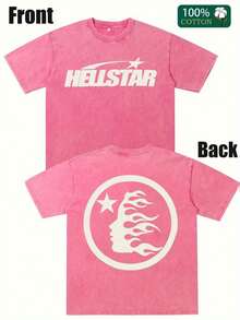 Star Print Tee Shirt, Tees For Men, Casual Short Sleeve T-Shirt For Summer - 玫瑰紅 - 查看 1