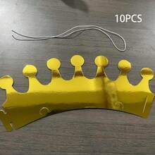 10pcs/50pcs Gold Foil Crown Birthday Hats, Party Celebration Children Gold & Silver Small Caps, Suitable For Birthday, Festival Parties - Multicolor - View 9